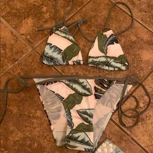 Green and Pink Floral Shein Swimsuit